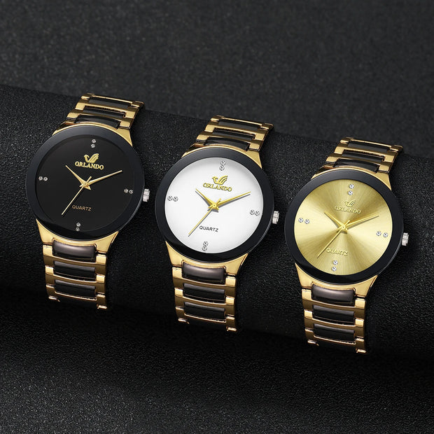 Men’s Luxury Quartz Watch – Gold Black Stainless Steel Business Timepiece