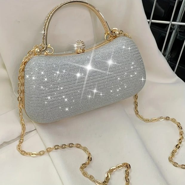 Luxury Glitter Mini Evening Bag – Women’s Rhinestone Chain Clutch for Party, Wedding & Prom