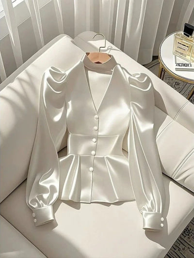 Elegant Fashion White Satin Shirts
