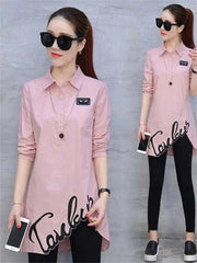 DF2435 women’s fashion shirt with long sleeves and delicate embroidery