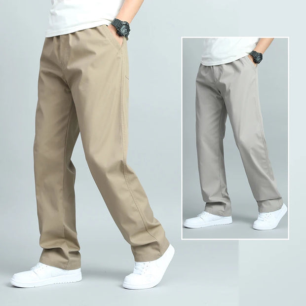 Big Size Men’s Cotton Trousers – Loose Fit Jogger Pants with Pockets