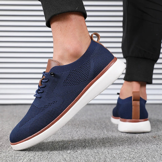 Men’s Breathable Knitted Walking Shoes – Lightweight Lace-Up Summer Sneakers for Daily Comfort