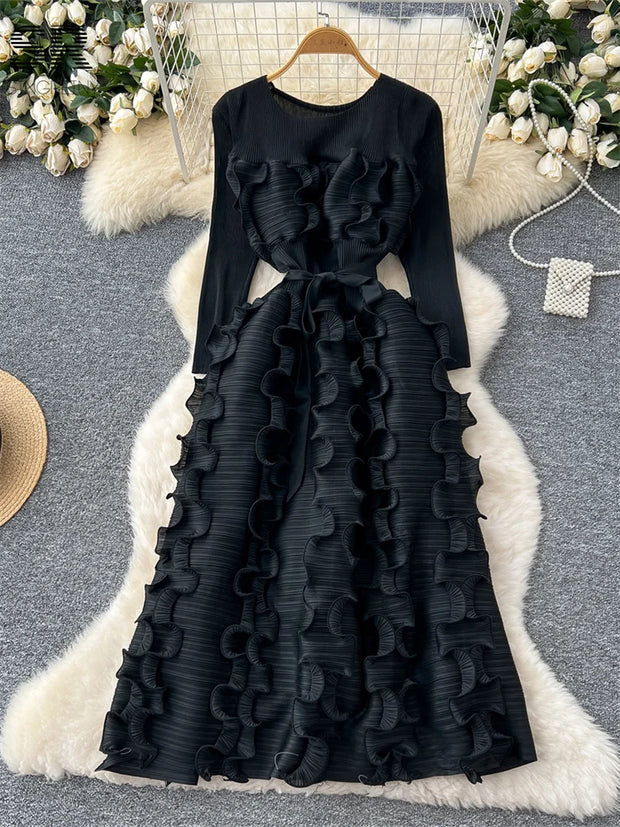 SINGREINY Luxury Ruffled Maxi Dress