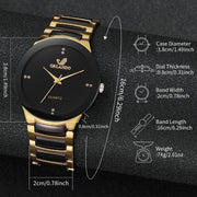 Men’s Luxury Quartz Watch – Gold Black Stainless Steel Business Timepiece