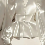 Elegant Fashion White Satin Shirts