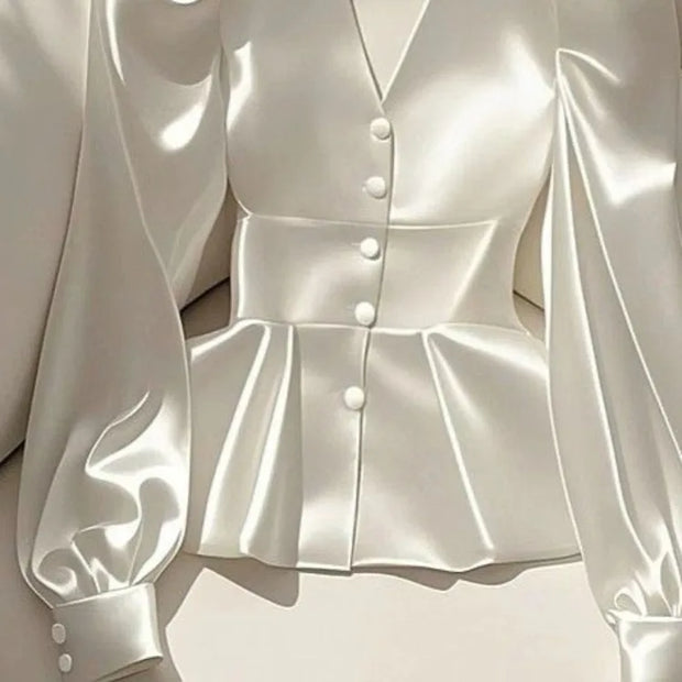Elegant Fashion White Satin Shirts