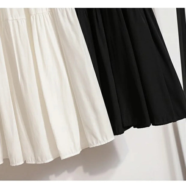 White Summer Women Long Skirts High Waist Elastic Korean Chic Long Cake A-line Sweet Skirt New In Clothes Casual Fashion Trend