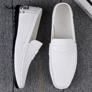 Leather men's shoes 2024 summer new driving flat casual style men's shoes trendy fashion outdoor lazy loafers men's shoes