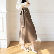 One Piece Asymmetric Women Summer Satin Skirt