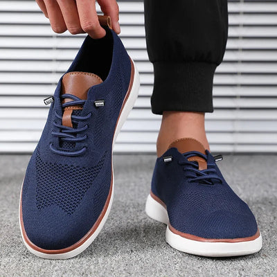 Men’s Breathable Knitted Walking Shoes – Lightweight Lace-Up Summer Sneakers for Daily Comfort