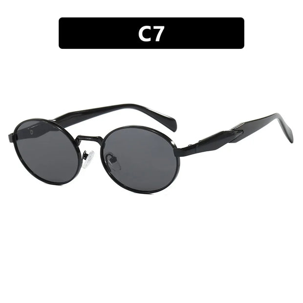 Retro Oval Metal Sunglasses