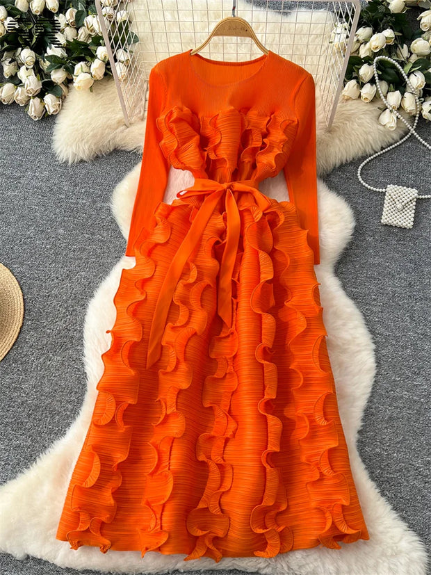 SINGREINY Luxury Ruffled Maxi Dress
