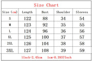 Size chart for clothing with measurements in centimeters and inches.