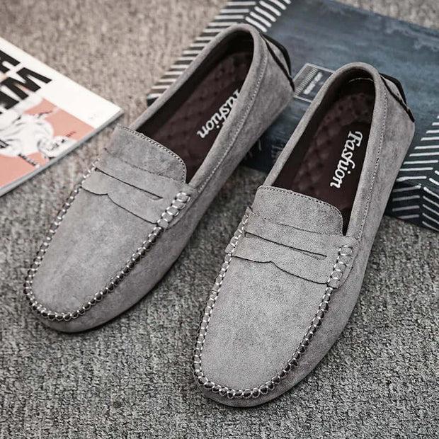 Men’s Faux Suede Slip-On Loafers – Breathable Driving & Walking Shoes