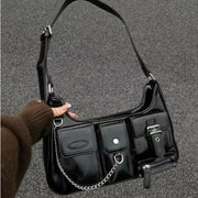Y2K Gothic Shoulder Bag – Korean Harajuku Vintage PU Handbag for Women