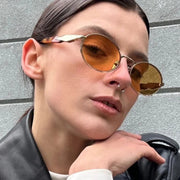 Retro Oval Metal Sunglasses