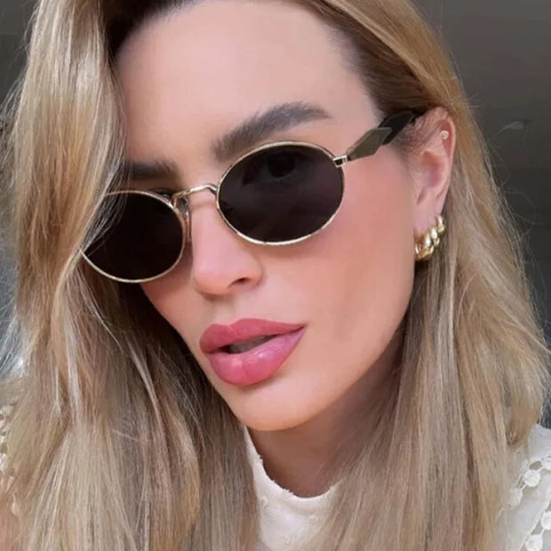 Retro Oval Metal Sunglasses