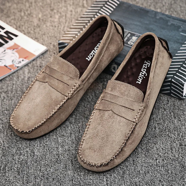 Men’s Faux Suede Slip-On Loafers – Breathable Driving & Walking Shoes