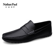Leather men's shoes 2024 summer new driving flat casual style men's shoes trendy fashion outdoor lazy loafers men's shoes