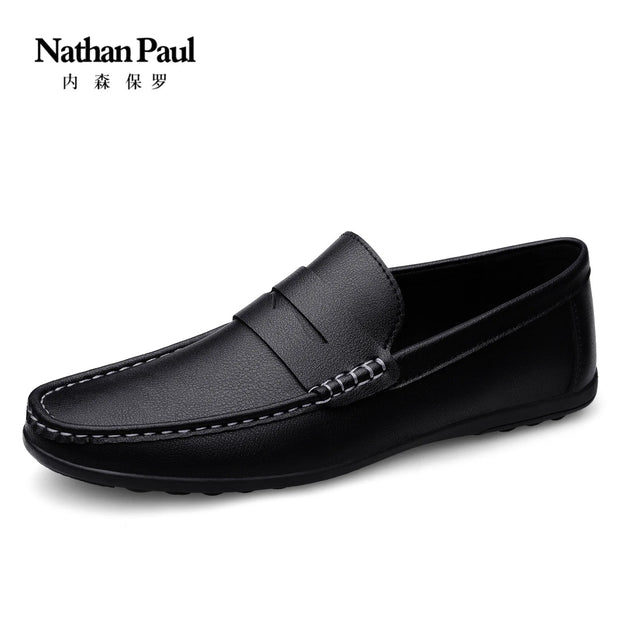 Leather men's shoes 2024 summer new driving flat casual style men's shoes trendy fashion outdoor lazy loafers men's shoes