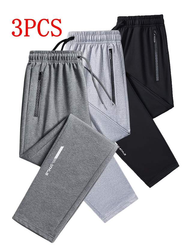 3-Pack Men’s Jogging Pants – Slim Fit Sports Pants with Deep Pockets