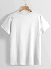 Fashionable Letter Cartoon Print Women'S Round Neck T-Shirt, Simple Design, Comfortable And Breathable, Suitable for Daily Leisure And Versatile, Showing a Natural And Elegant Style, a Must-Have for Summer Parties, Local Deli