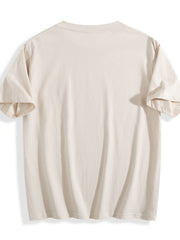 Women’s Floral Heart T-Shirt – Soft Beige Short Sleeve Casual Top