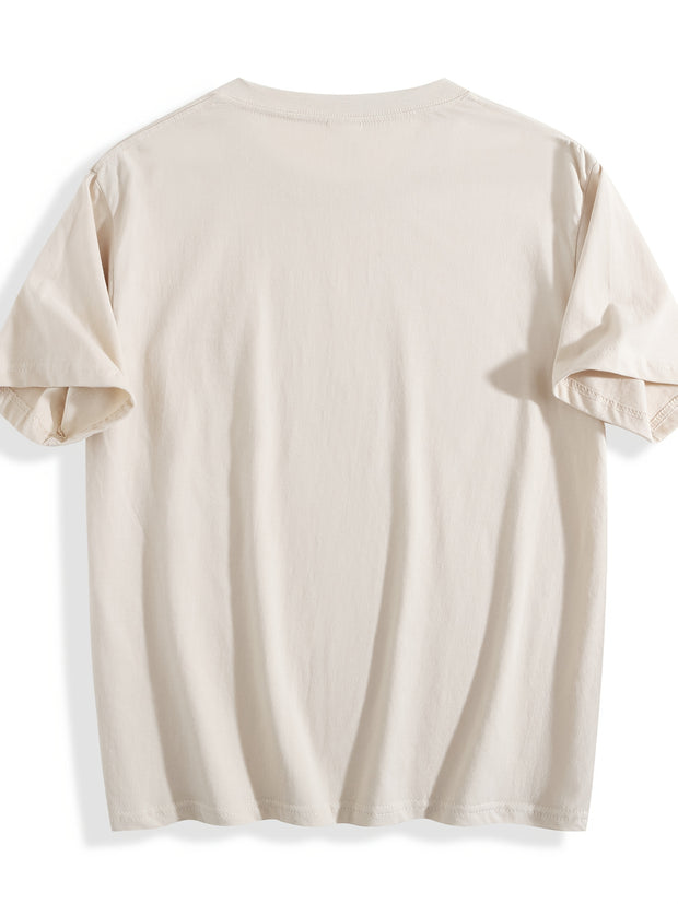 Women’s Floral Heart T-Shirt – Soft Beige Short Sleeve Casual Top