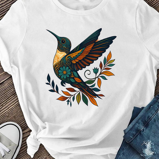 Women’s Dark Grey Bird Graphic T-Shirt – Casual Short Sleeve Top