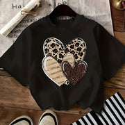 Women’s Leopard Heart Print T-Shirt