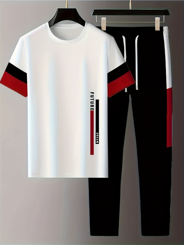 Men’s Casual Two-Piece Sportswear – T-Shirt & Trousers Set