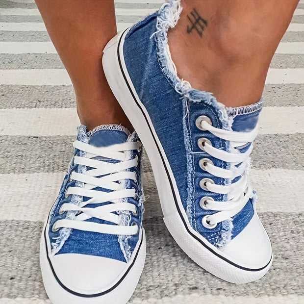 Four-Season Lightweight Women's Casual Sneakers, Breathable Fabric Upper and Insole, Rubber Outsole, Laces, Plus Size