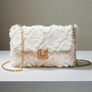 2025 New Diamond Grid Crossbody Bag - Stylish White with Golden-Tone Hardware, Detachable Shoulder Strap, Multiple Back Options (Single/Crossbody), Casual Chic Design for Women, Versatile Fashion Accessory, Modern Accessory,