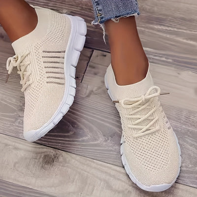 2025 Four-Season New Women'S Casual Breathable Knitted Sneakers, Fashionable And Everyday Versatile Light Running Shoes