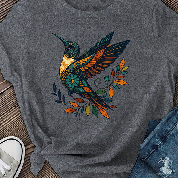 Women’s Dark Grey Bird Graphic T-Shirt – Casual Short Sleeve Top